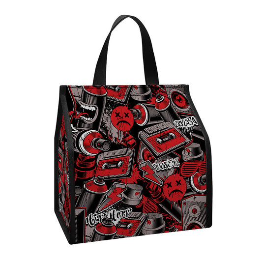 Grunge Graffiti Pattern Print Insulated Lunch Tote