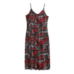 Grunge Graffiti Pattern Print Jersey Midi Cami Dress