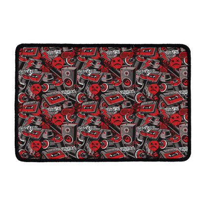 Grunge Graffiti Pattern Print Kitchen Mat