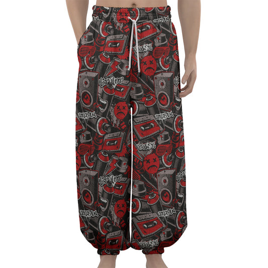Grunge Graffiti Pattern Print Lantern Pants