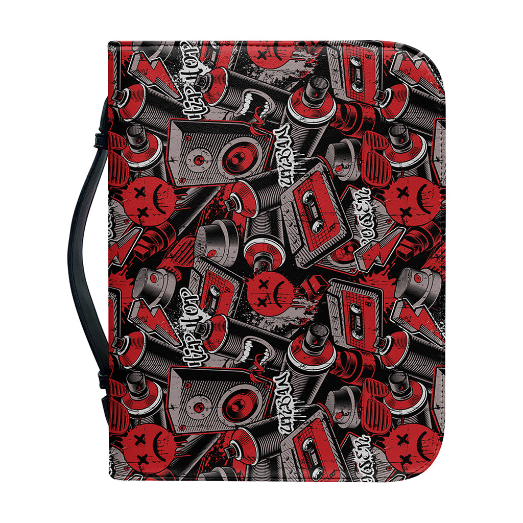 Grunge Graffiti Pattern Print Leather Bible Cover
