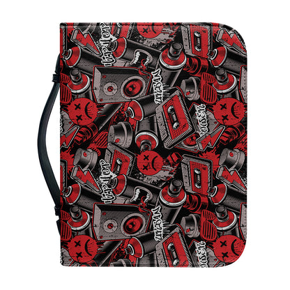 Grunge Graffiti Pattern Print Leather Bible Cover