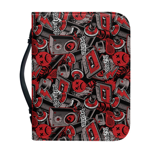 Grunge Graffiti Pattern Print Leather Bible Cover