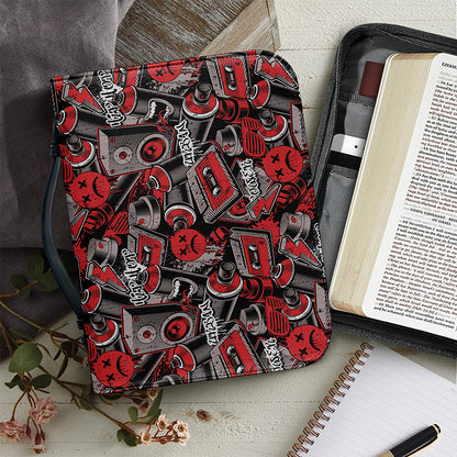 Grunge Graffiti Pattern Print Leather Bible Cover