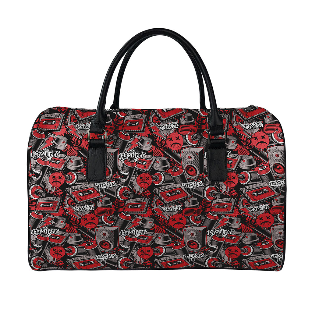 Grunge Graffiti Pattern Print Leather Duffle Bag
