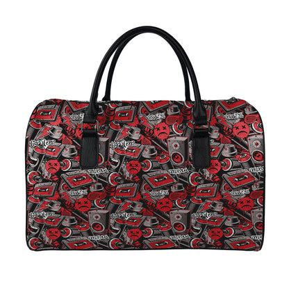 Grunge Graffiti Pattern Print Leather Duffle Bag
