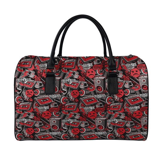 Grunge Graffiti Pattern Print Leather Duffle Bag