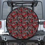 Grunge Graffiti Pattern Print Leather Spare Tire Cover