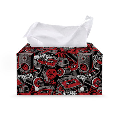 Grunge Graffiti Pattern Print Leather Tissue Box Cover