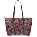 Grunge Graffiti Pattern Print Leather Tote Bag With Zipper