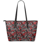 Grunge Graffiti Pattern Print Leather Tote Bag