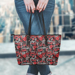 Grunge Graffiti Pattern Print Leather Tote Bag
