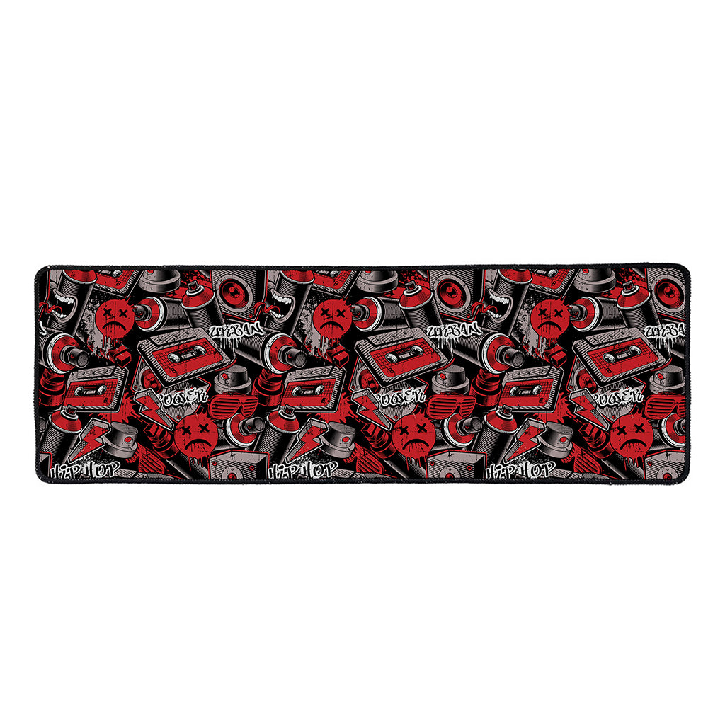 Grunge Graffiti Pattern Print Long Kitchen Mat