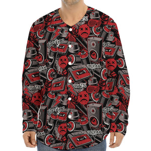 Grunge Graffiti Pattern Print Long Sleeve Baseball Jersey