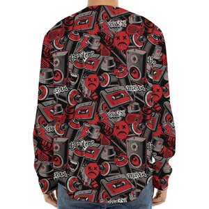 Grunge Graffiti Pattern Print Long Sleeve Baseball Jersey