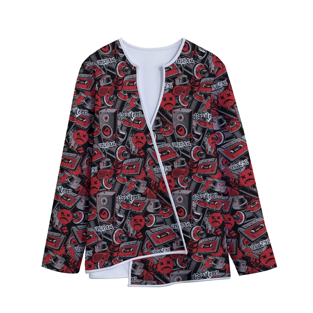 Grunge Graffiti Pattern Print Long Sleeve Short Coat