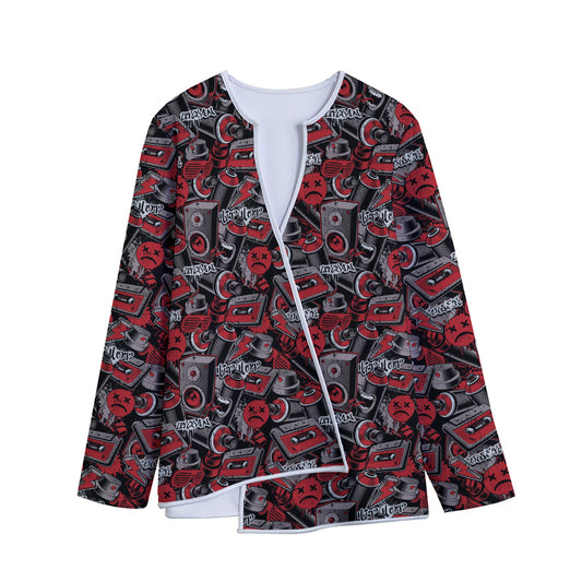 Grunge Graffiti Pattern Print Long Sleeve Short Coat