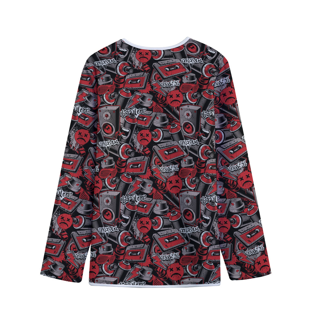 Grunge Graffiti Pattern Print Long Sleeve Short Coat