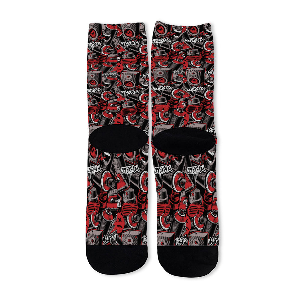 Grunge Graffiti Pattern Print Long Socks