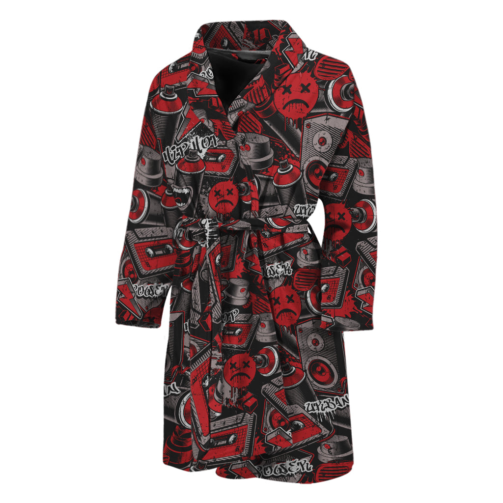 Grunge Graffiti Pattern Print Men's Bathrobe