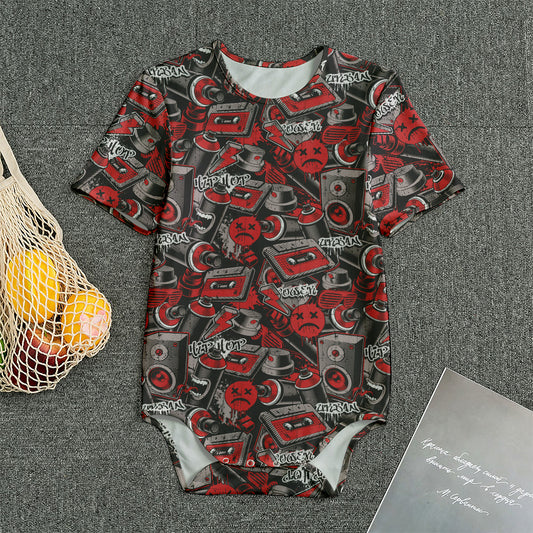 Grunge Graffiti Pattern Print Men's Bodysuit