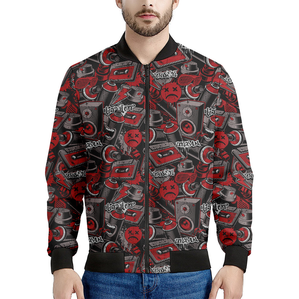 Grunge Graffiti Pattern Print Men's Bomber Jacket