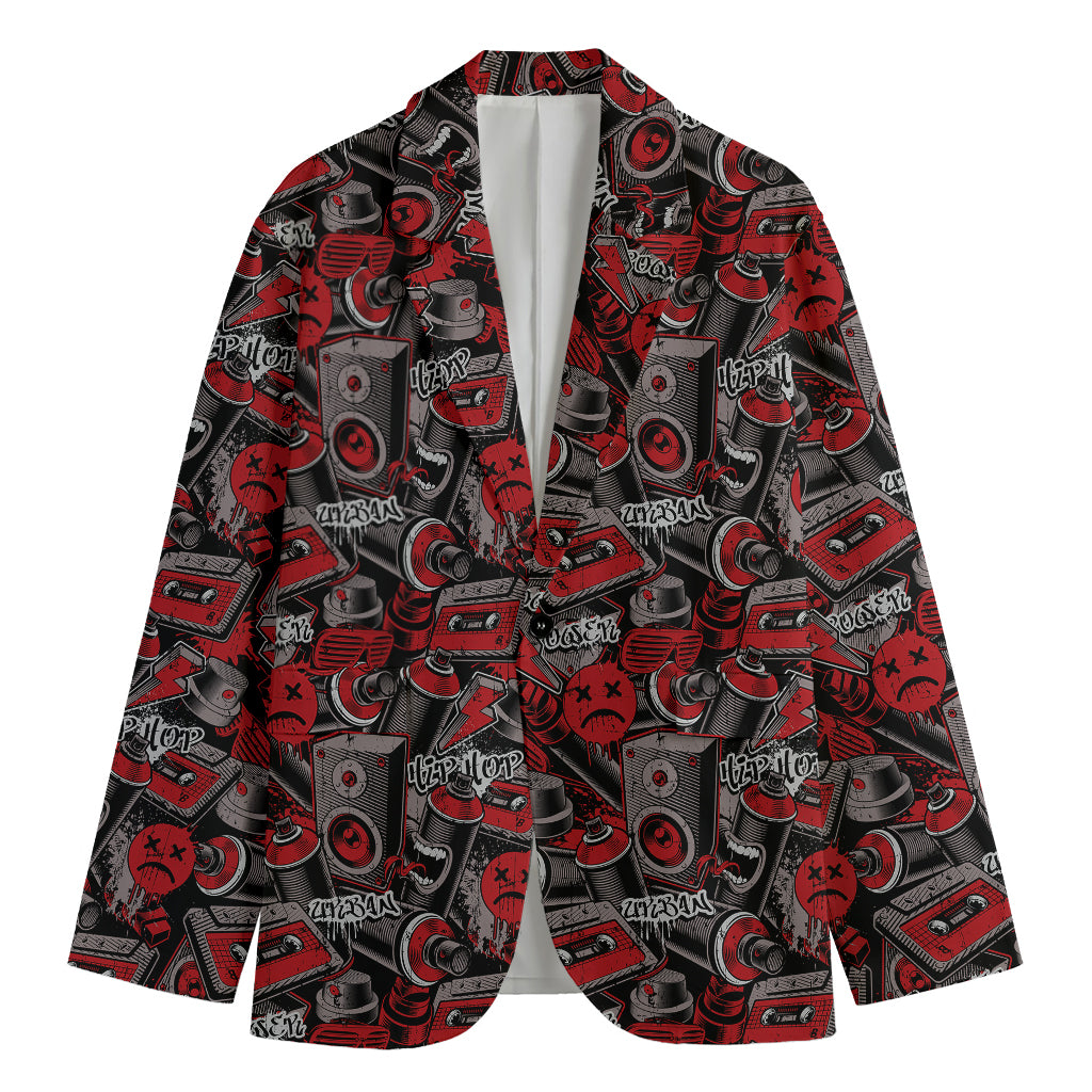 Grunge Graffiti Pattern Print Men's Cotton Blazer
