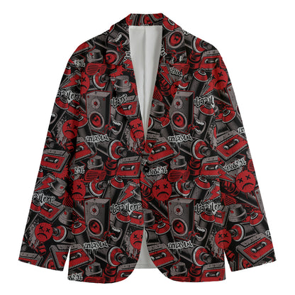 Grunge Graffiti Pattern Print Men's Cotton Blazer