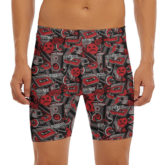 Grunge Graffiti Pattern Print Men's Long Boxer Briefs