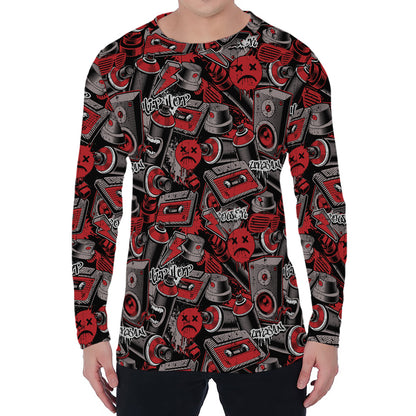 Grunge Graffiti Pattern Print Men's Long Sleeve T-Shirt