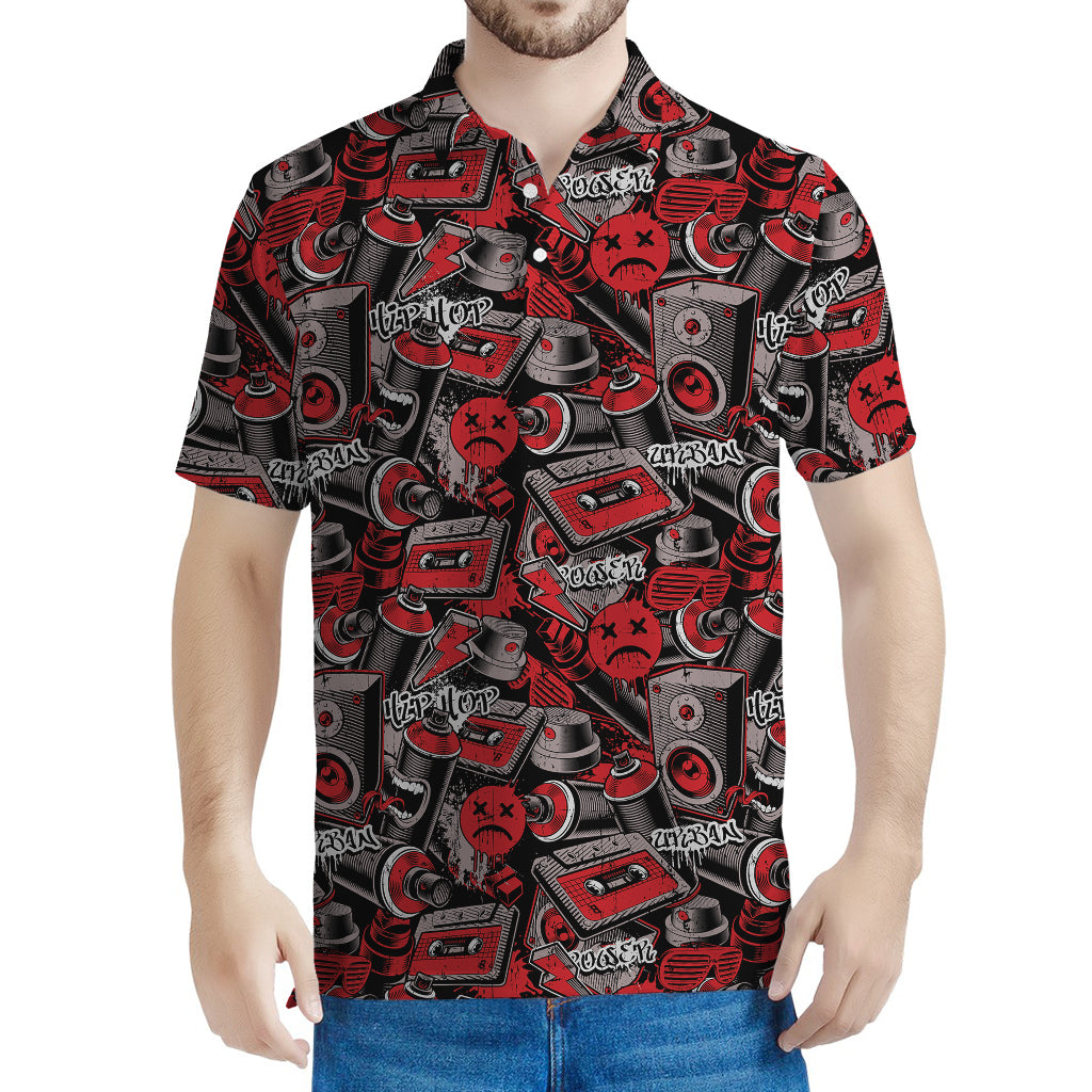Grunge Graffiti Pattern Print Men's Polo Shirt