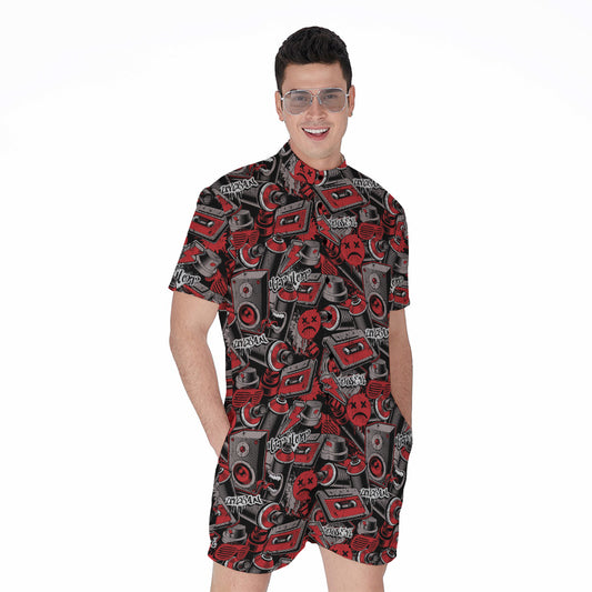 Grunge Graffiti Pattern Print Men's Rompers