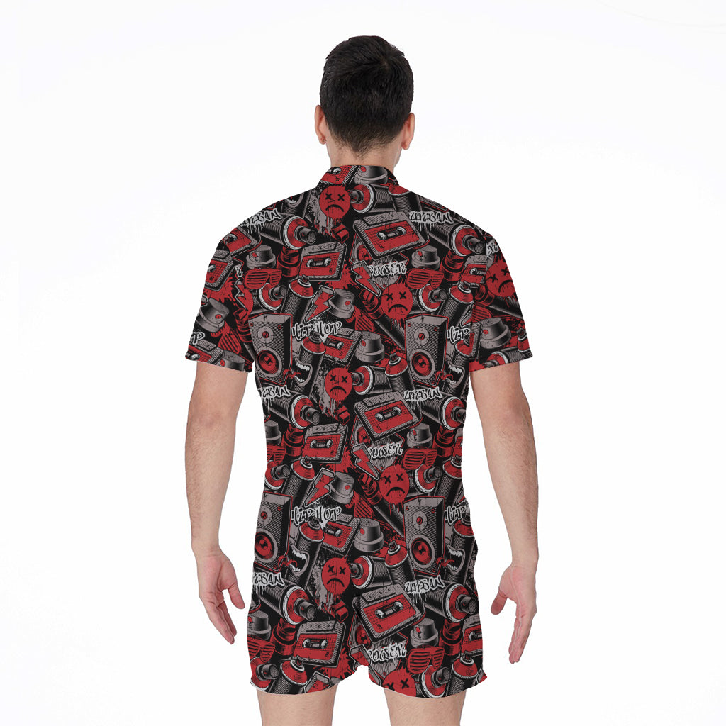 Grunge Graffiti Pattern Print Men's Rompers
