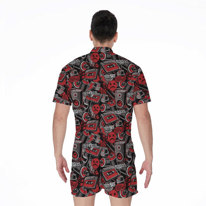 Grunge Graffiti Pattern Print Men's Rompers