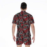 Grunge Graffiti Pattern Print Men's Rompers
