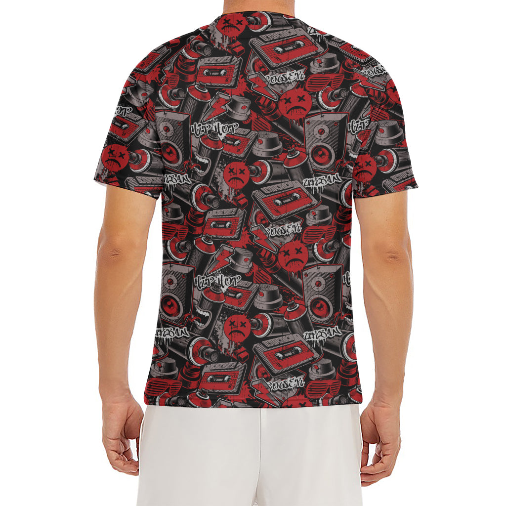 Grunge Graffiti Pattern Print Men's Short Sleeve Rash Guard