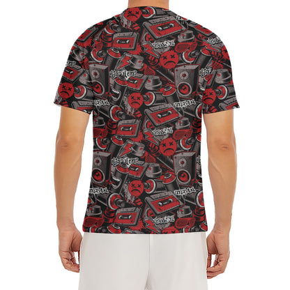 Grunge Graffiti Pattern Print Men's Short Sleeve Rash Guard