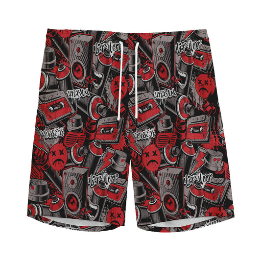 Grunge Graffiti Pattern Print Men's Sports Shorts