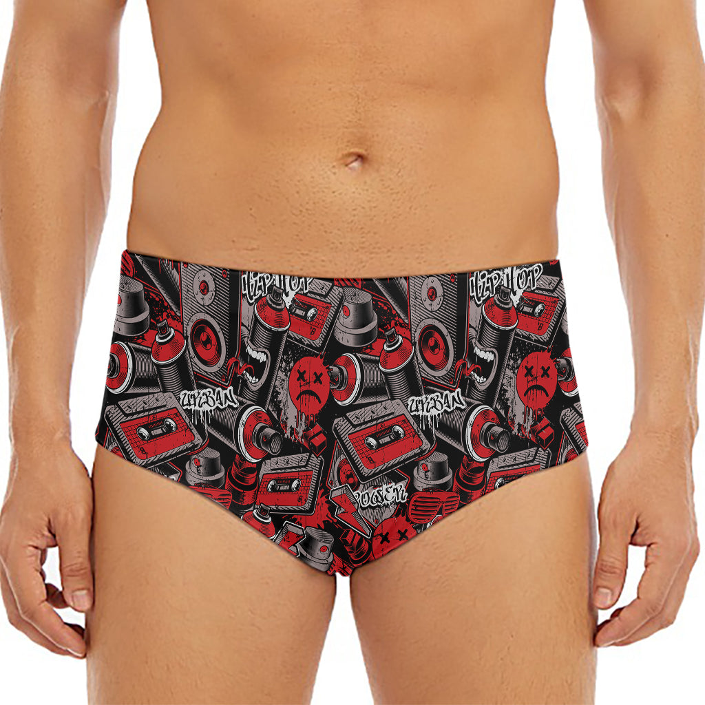 Grunge Graffiti Pattern Print Men's Triangle Swim Briefs