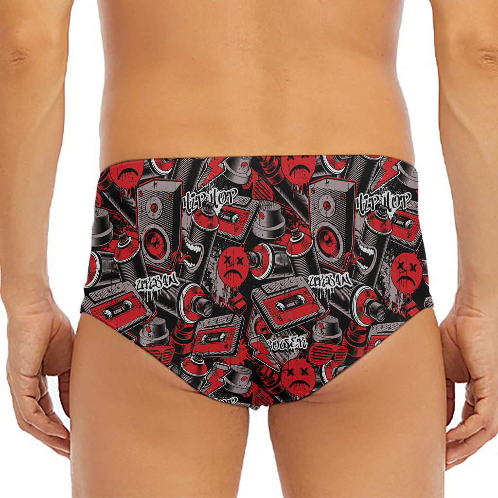 Grunge Graffiti Pattern Print Men's Triangle Swim Briefs