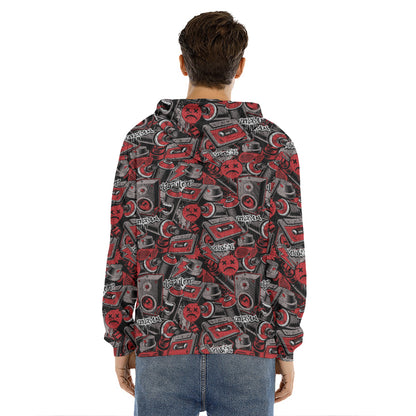Grunge Graffiti Pattern Print Men's Velvet Pullover Hoodie