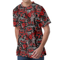 Grunge Graffiti Pattern Print Men's Velvet T-Shirt