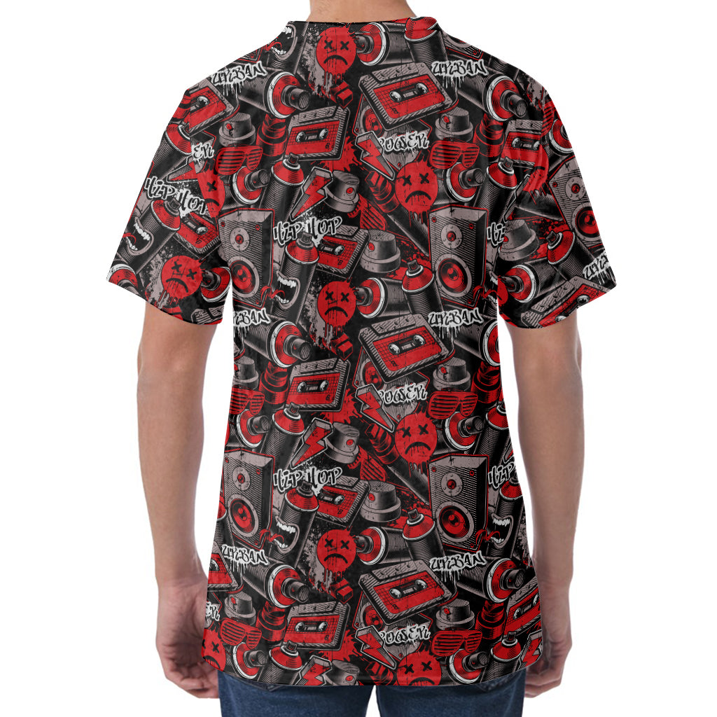 Grunge Graffiti Pattern Print Men's Velvet T-Shirt