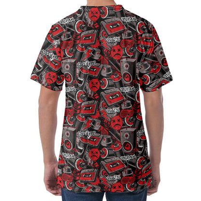 Grunge Graffiti Pattern Print Men's Velvet T-Shirt