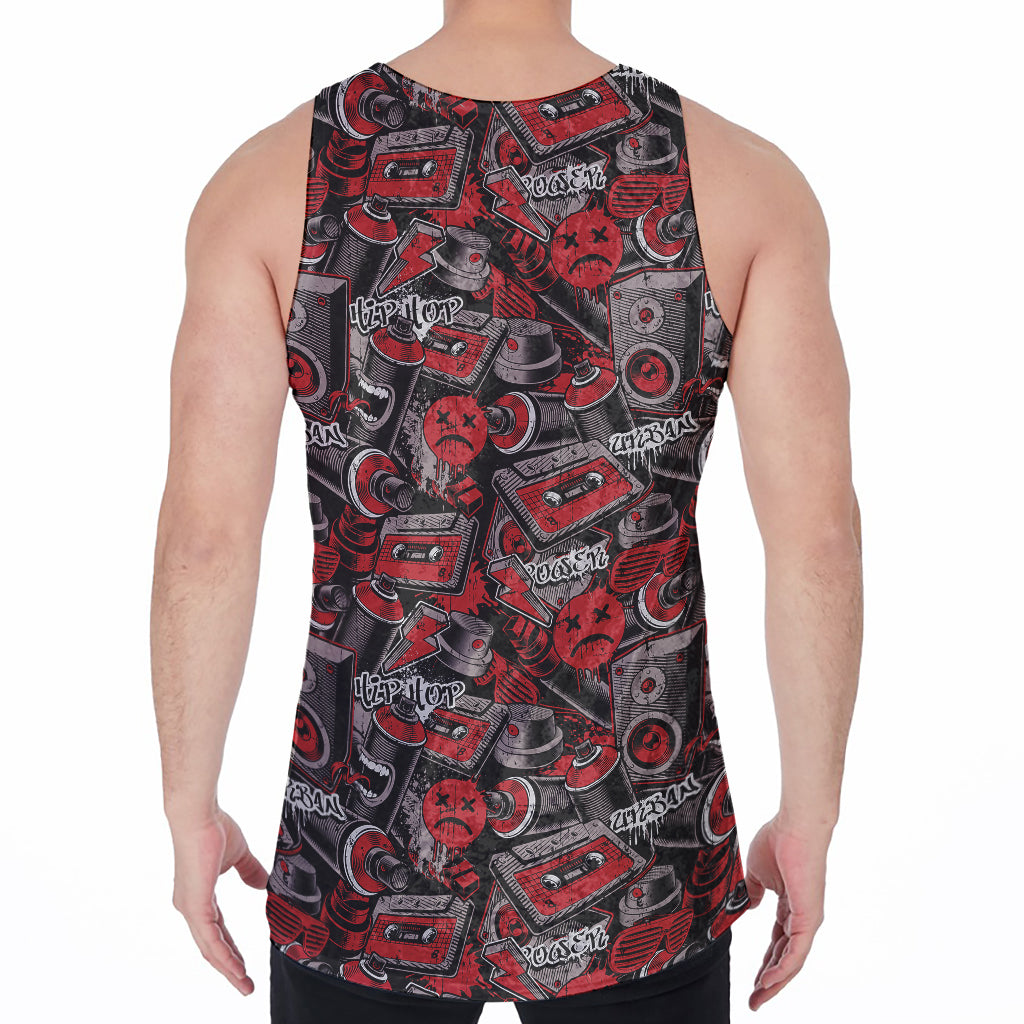 Grunge Graffiti Pattern Print Men's Velvet Tank Top
