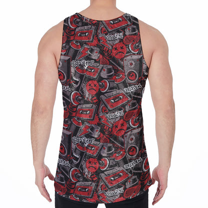 Grunge Graffiti Pattern Print Men's Velvet Tank Top