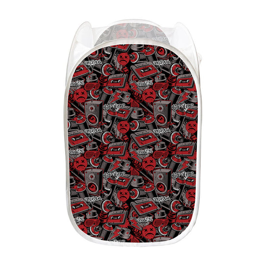 Grunge Graffiti Pattern Print Mesh Laundry Hamper