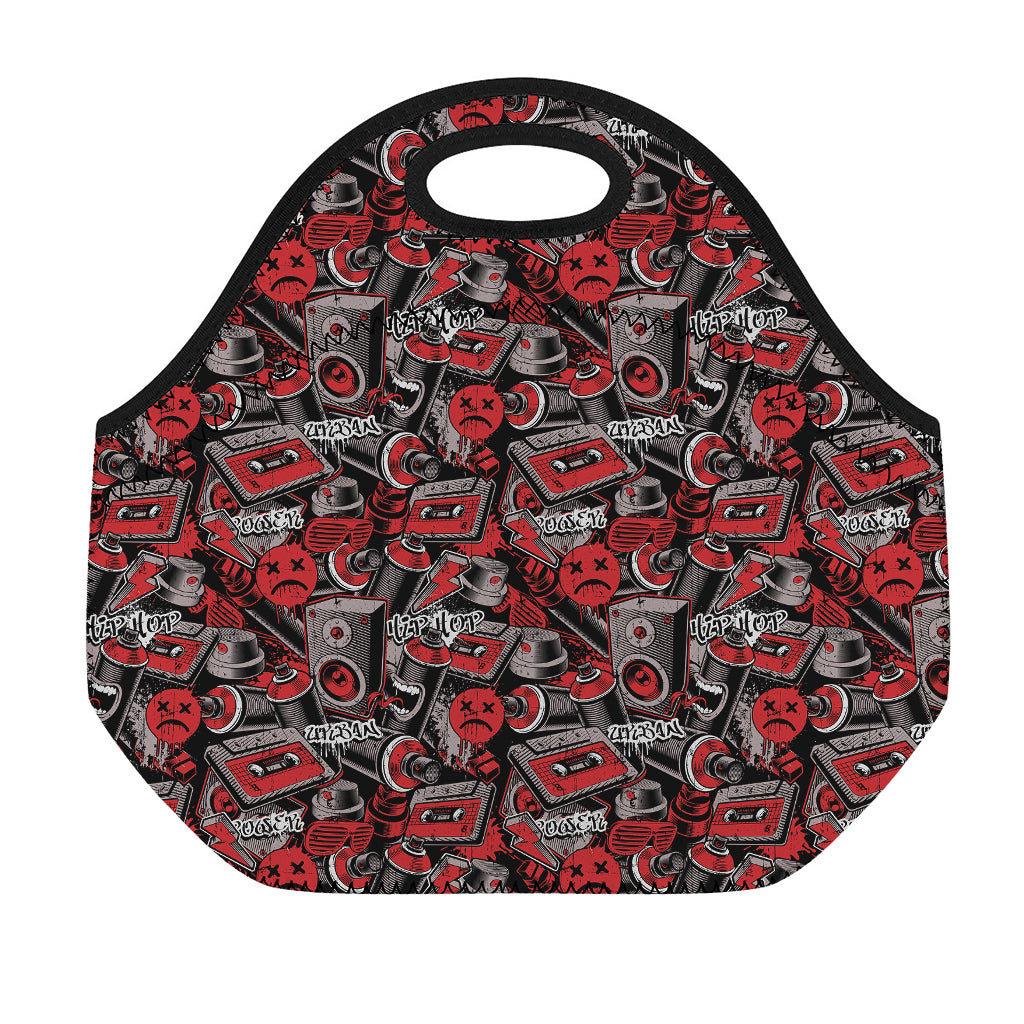 Grunge Graffiti Pattern Print Neoprene Lunch Bag