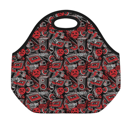 Grunge Graffiti Pattern Print Neoprene Lunch Bag