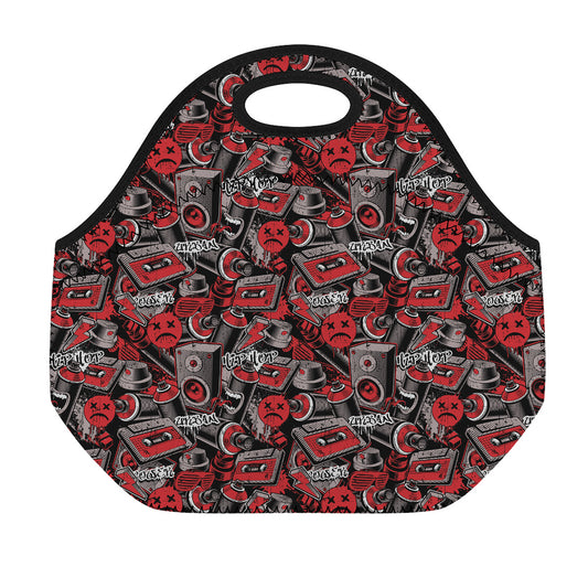 Grunge Graffiti Pattern Print Neoprene Lunch Bag